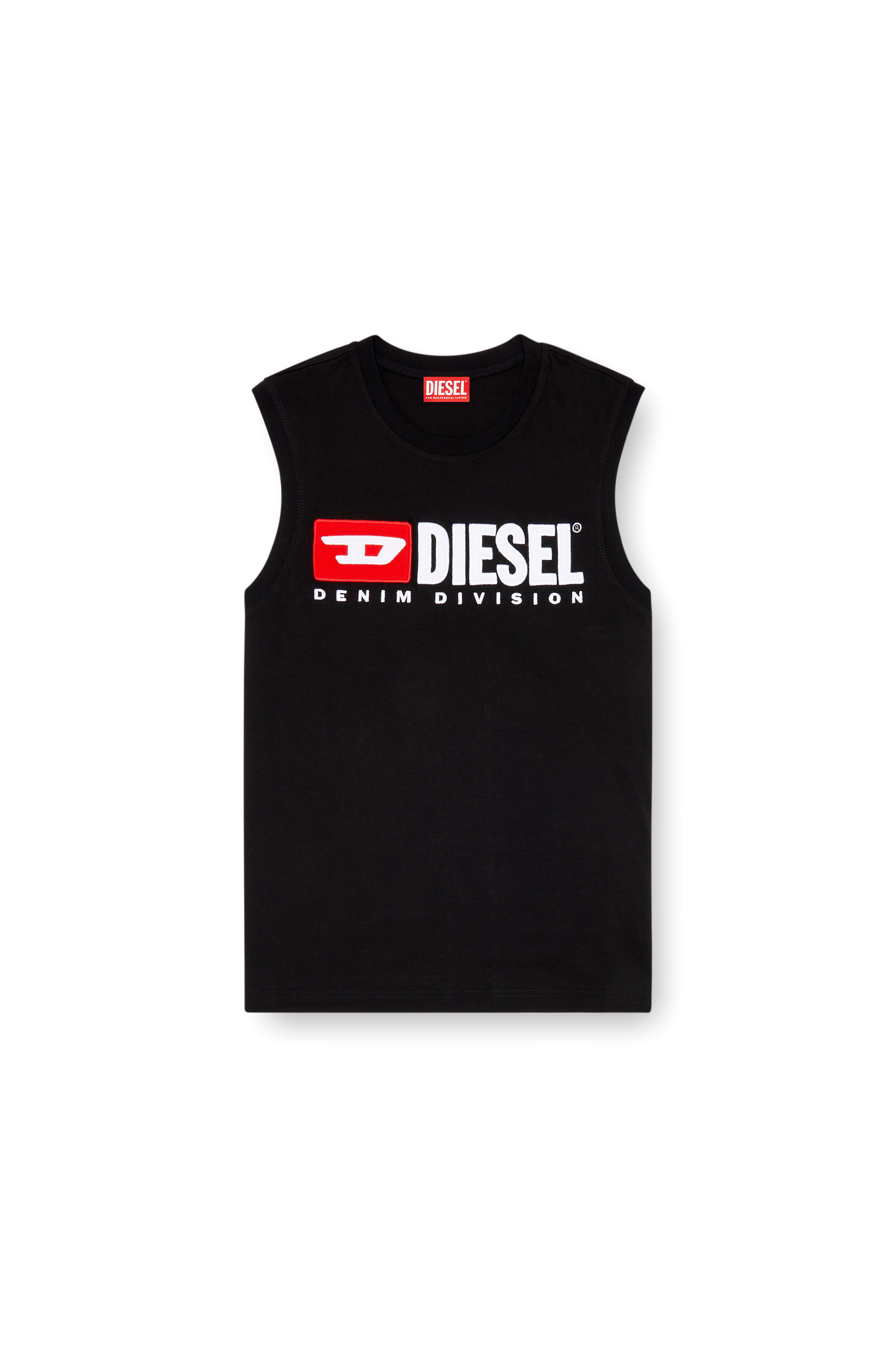 Diesel - T-ISCO-DIV, Camiseta sin mangas con logotipo estampado en el pecho Hombre in Negro - 5