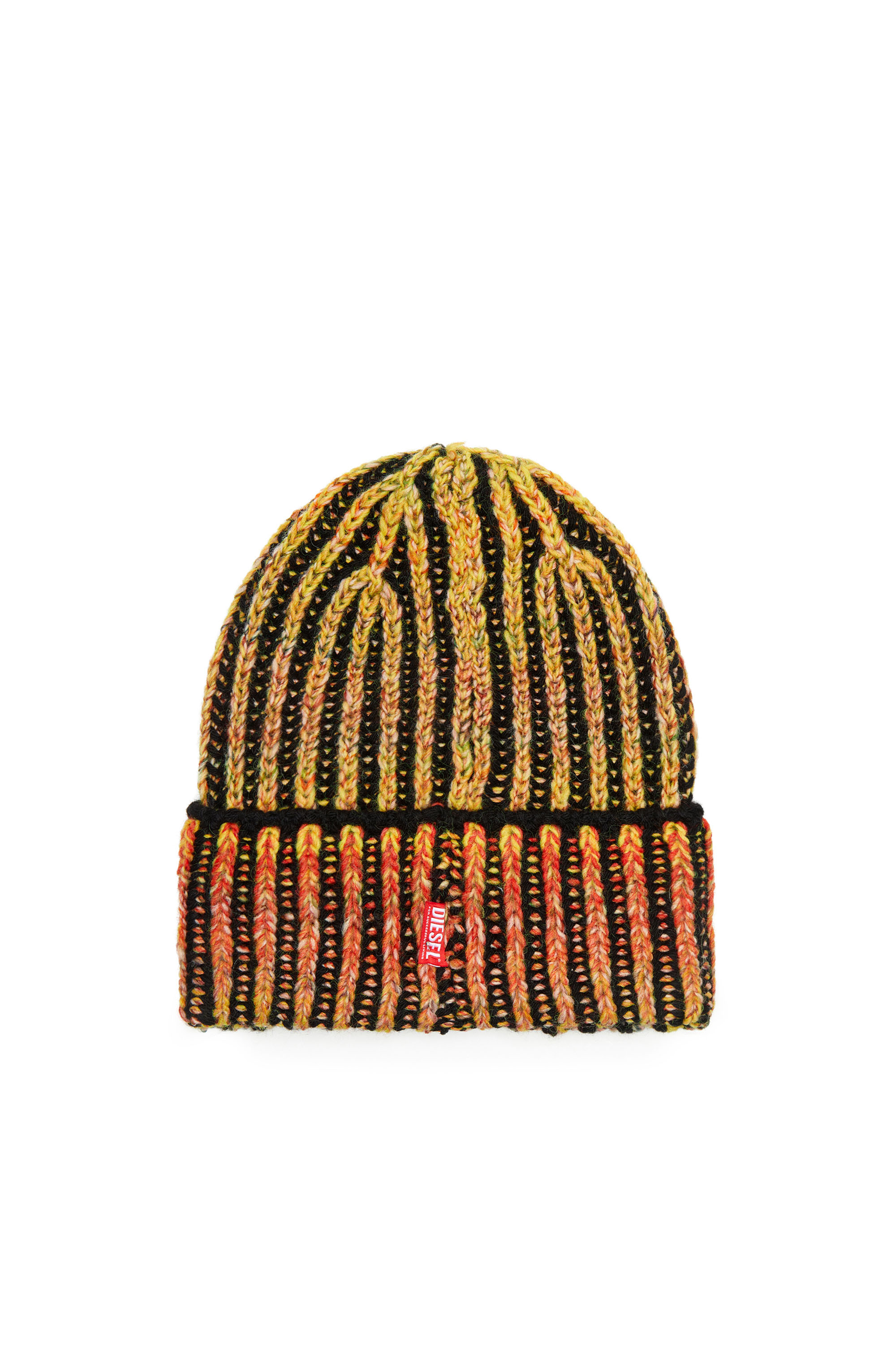 Diesel - K-BIRBY, Gorro en canalé con rayas de neón en degradé Unisex in Multicolor - 2