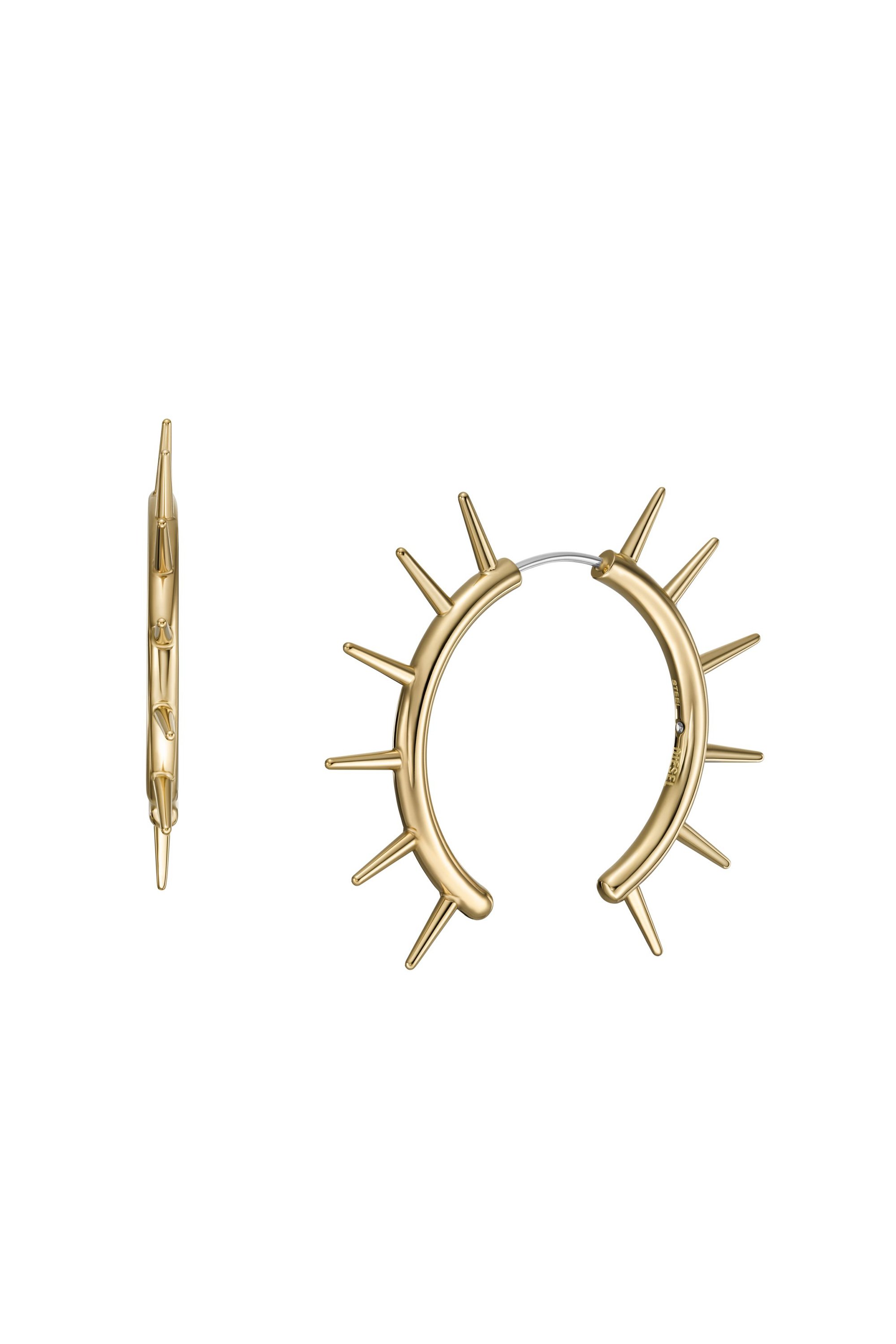 Diesel - DX1452710, Unisex's Gold-Tone Stainless Steel Front to Back Earrings in Gold - 1