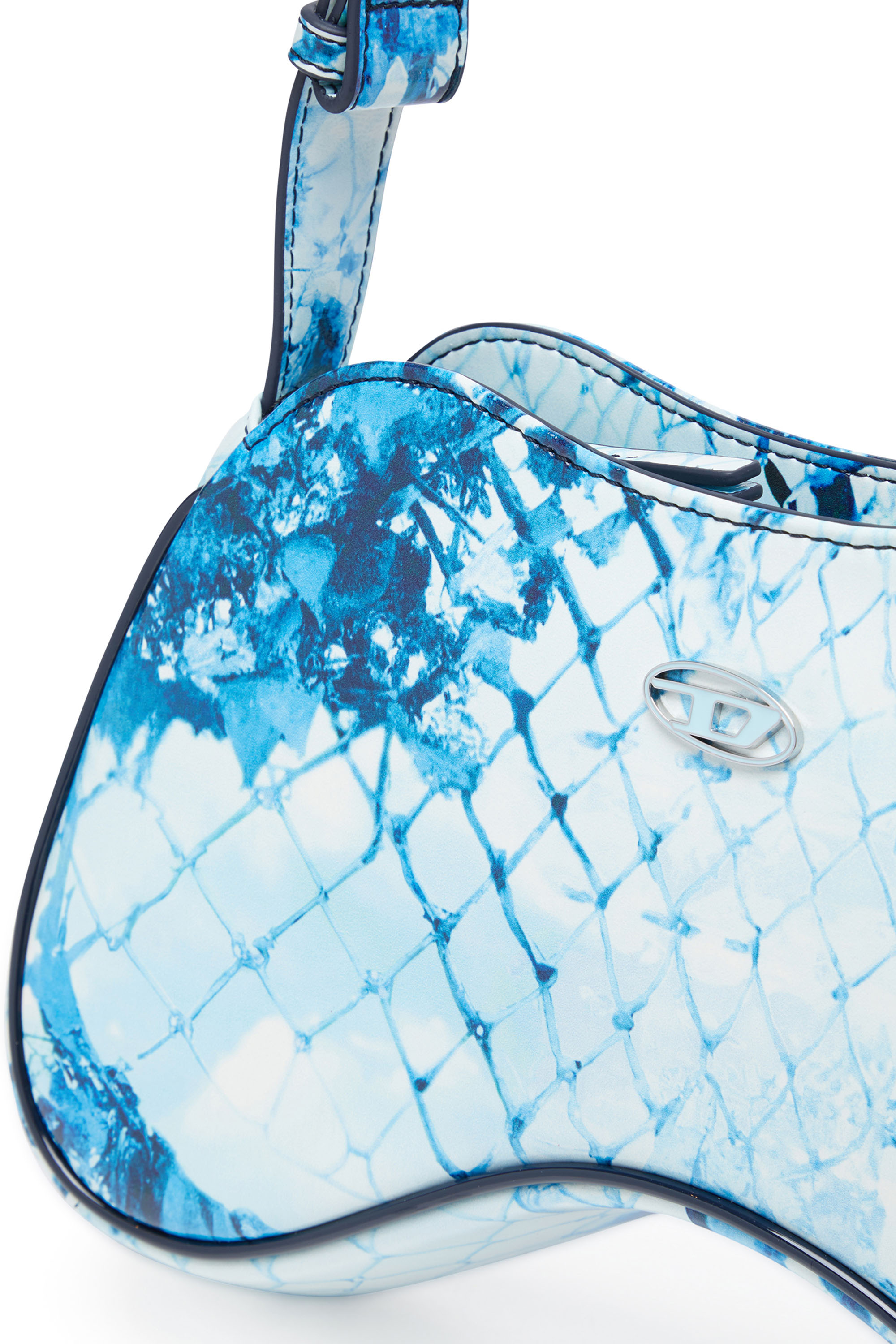 Diesel - PLAY SHOULDER, Woman's Play-Shoulder bag in printed glossy PU in Azure - 5