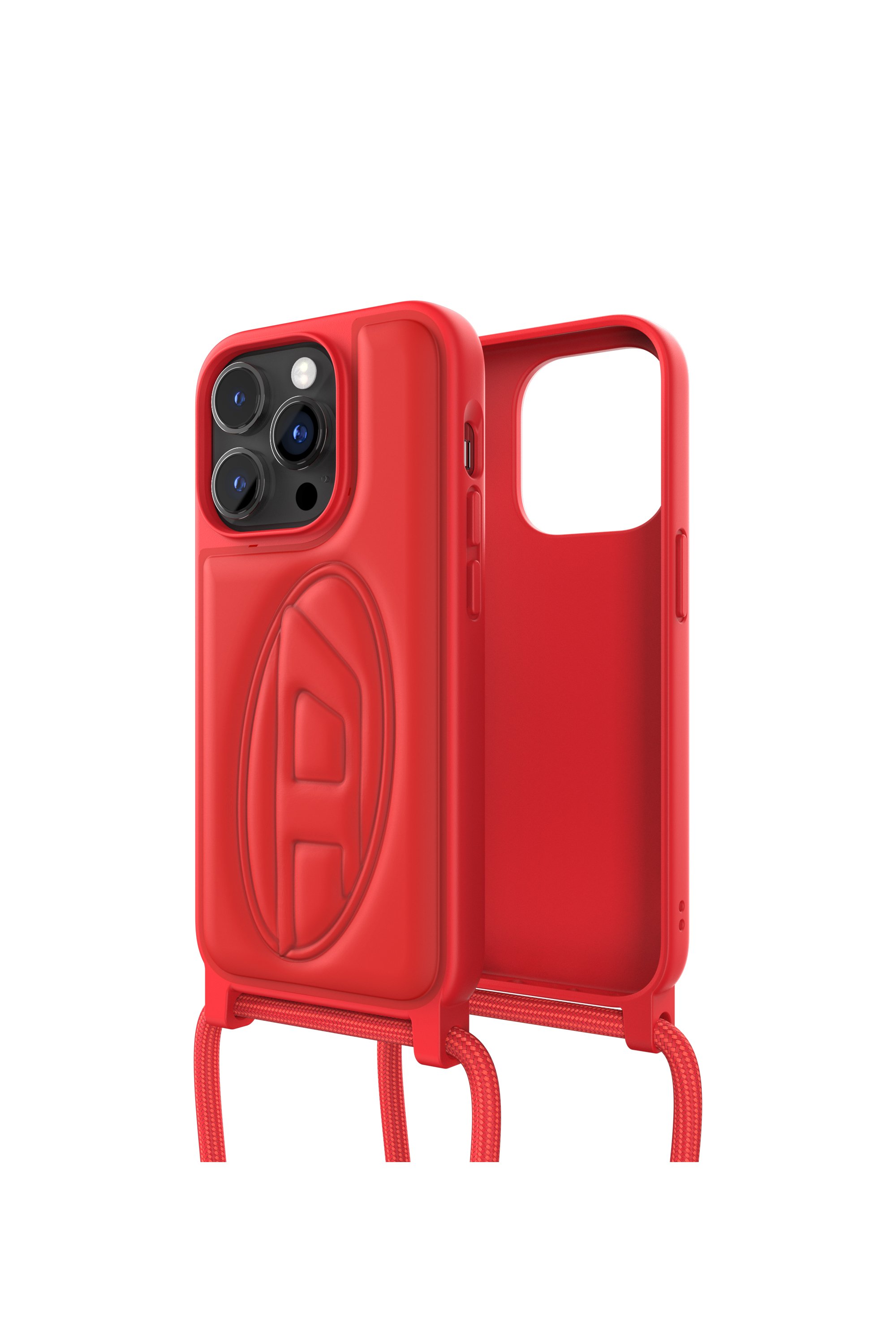 Diesel - 50279 NECKLACE CASE, Funda colgante oval Dpor iPhone 14 Pro Unisex in Rojo - 1