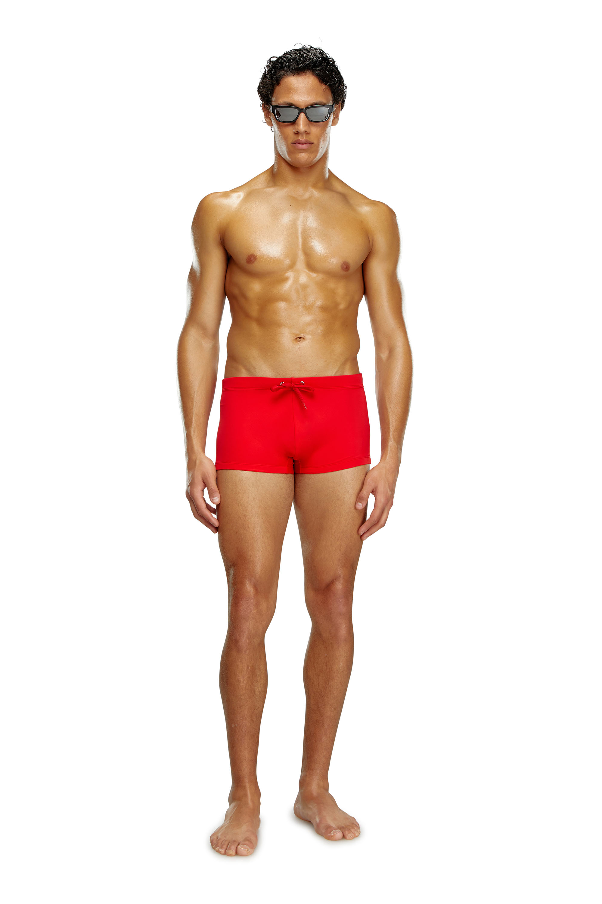 Diesel - BMBX-BRAD, Man's Swim boxer briefs with rear logo print in Red - 1